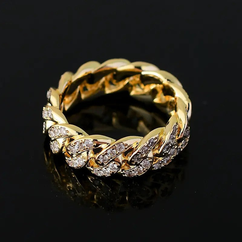 Classy Iced Out Cuban Link Ring