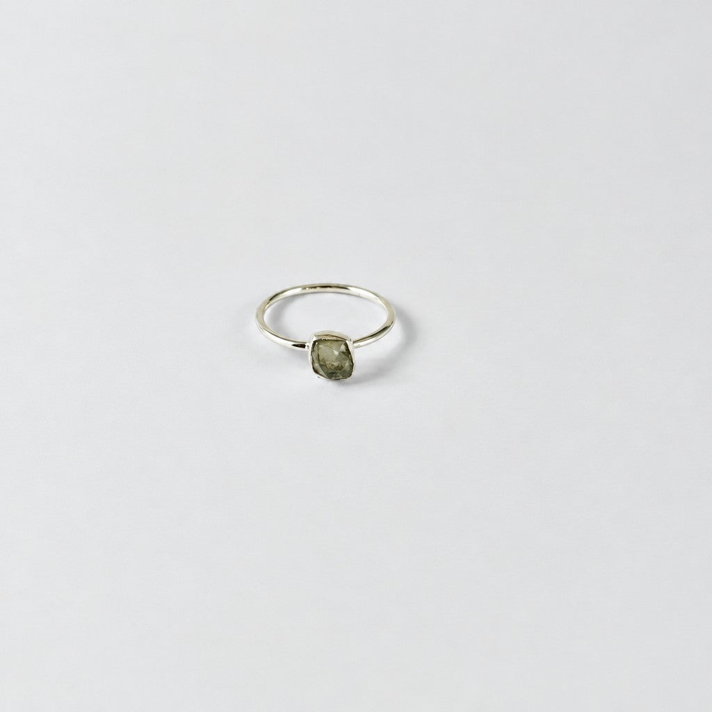 Dainty Moldavite Bezel Ring