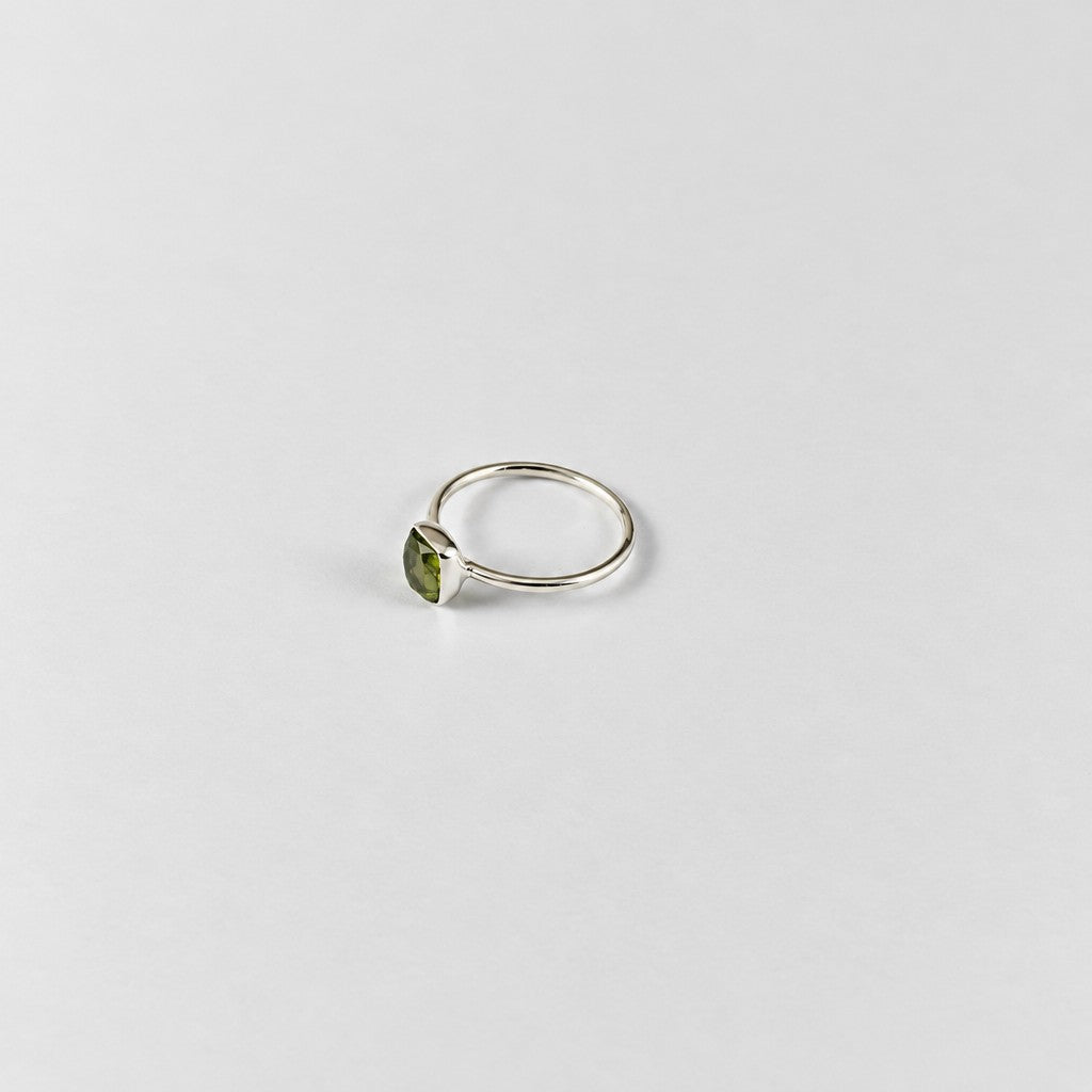Dainty Moldavite Bezel Ring
