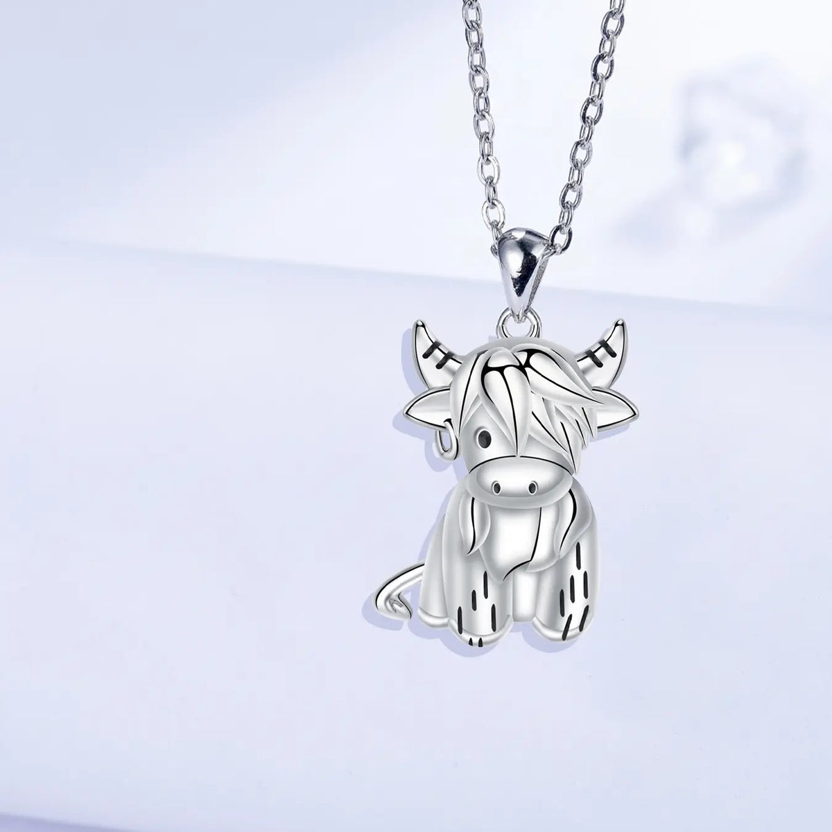 2pc Dainty Highland Cow Necklace And Earring Set