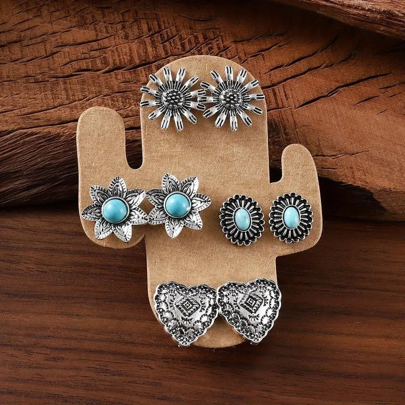 20pc Boho Western Motif Stud Earring Set