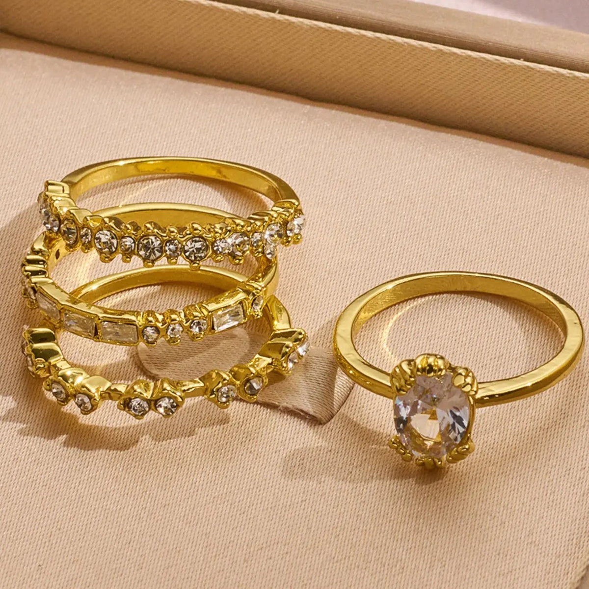 4pc Elegant Mixed Cut Zirconia Ring Set