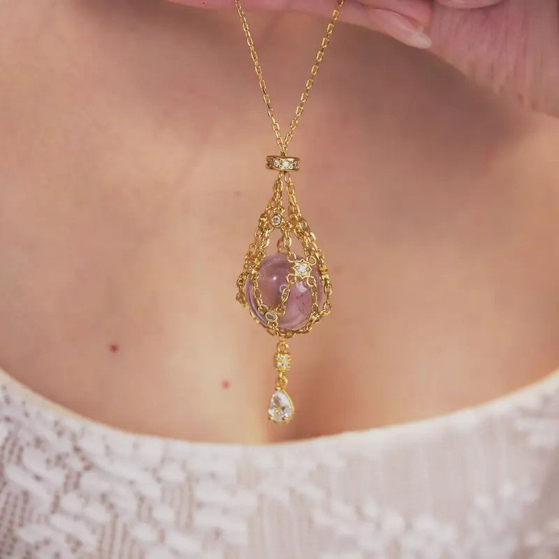 Dainty Crystal Cage Sphere Necklace