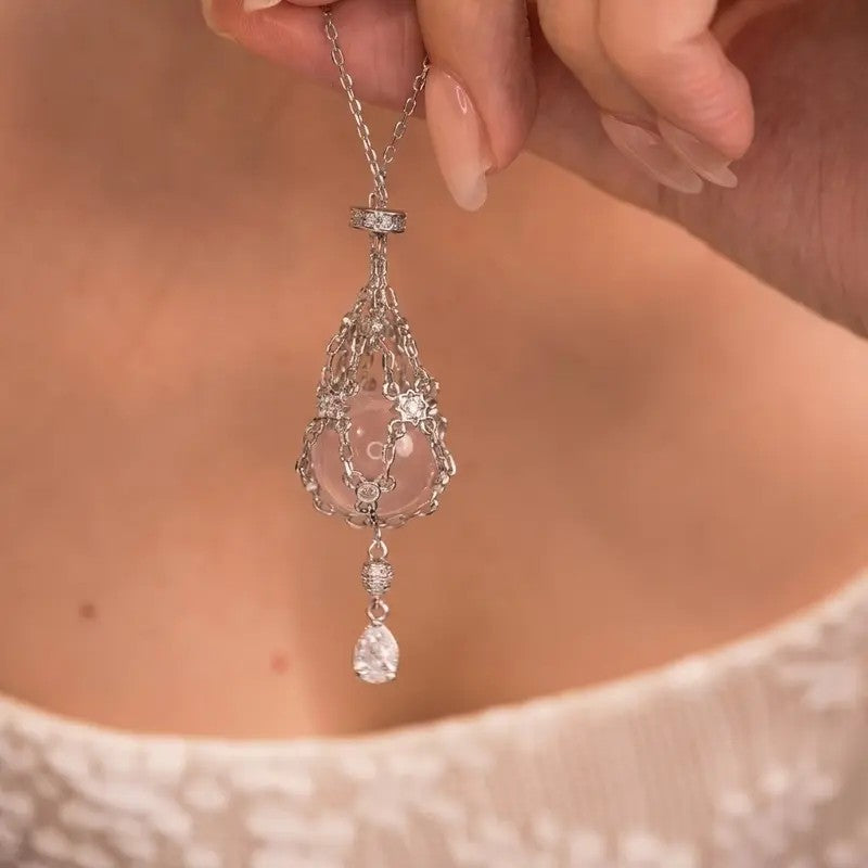 Dainty Crystal Cage Sphere Necklace