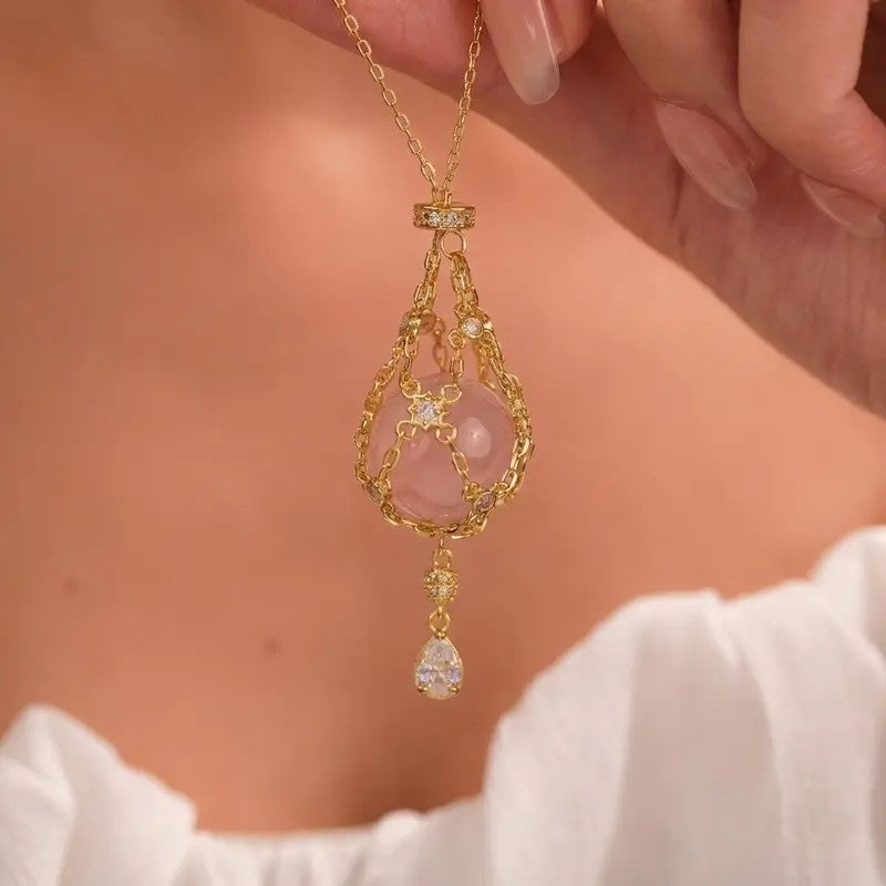 Dainty Crystal Cage Sphere Necklace
