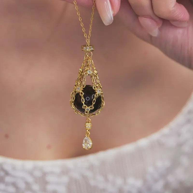 Dainty Crystal Cage Sphere Necklace