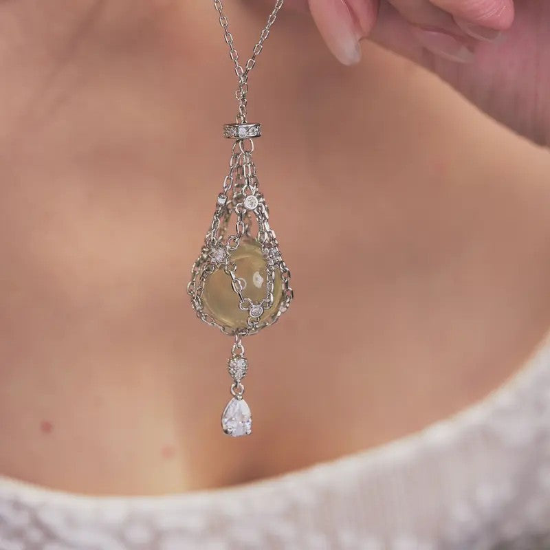 Dainty Crystal Cage Sphere Necklace