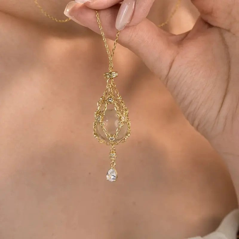 Dainty Crystal Cage Sphere Necklace