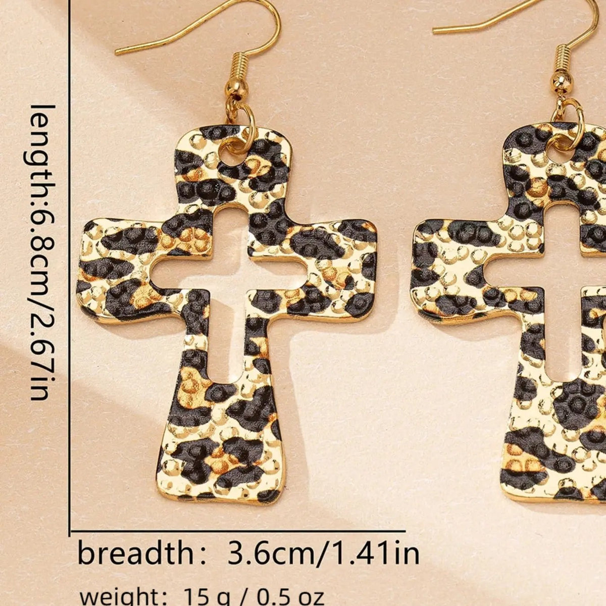 Classy Leopard Print Cross Earrings