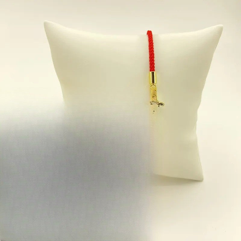 Dainty Red Rope Cross Bracelet