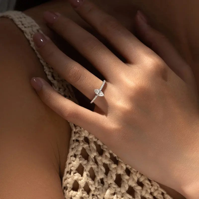 Classy Marquise Pave Open Ring