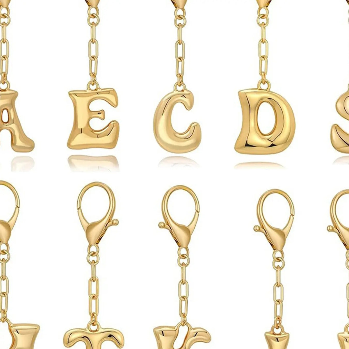 Elegant Puffy Initial Bag Charm