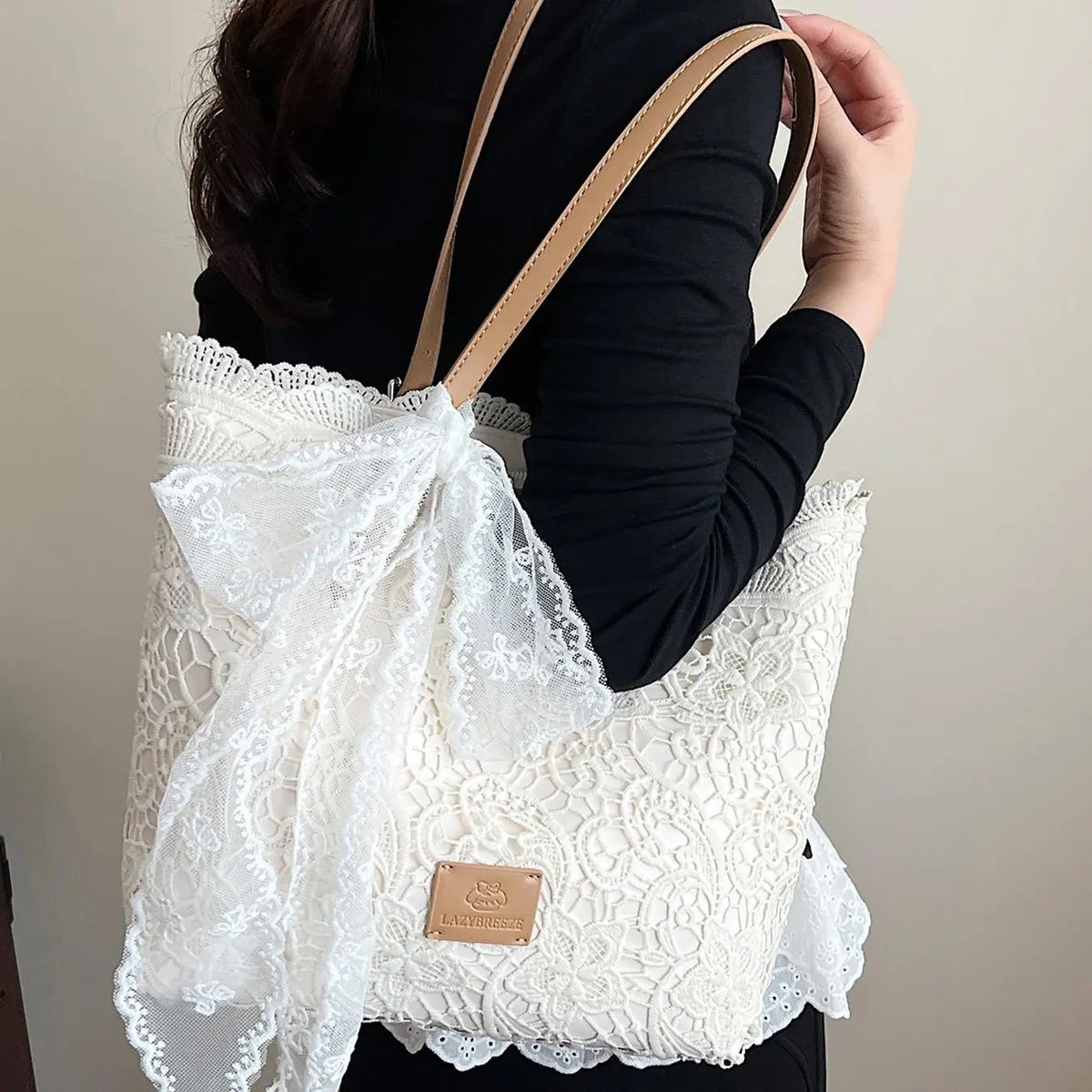 Elegant Floral Lace Tote Bag