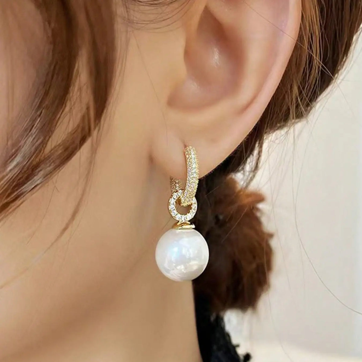 Elegant Faux Pearl Hoop Earrings