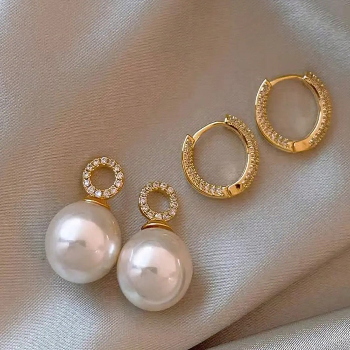 Elegant Faux Pearl Hoop Earrings