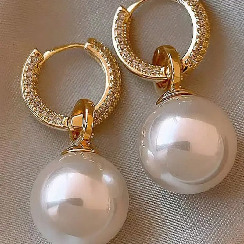 Elegant Faux Pearl Hoop Earrings
