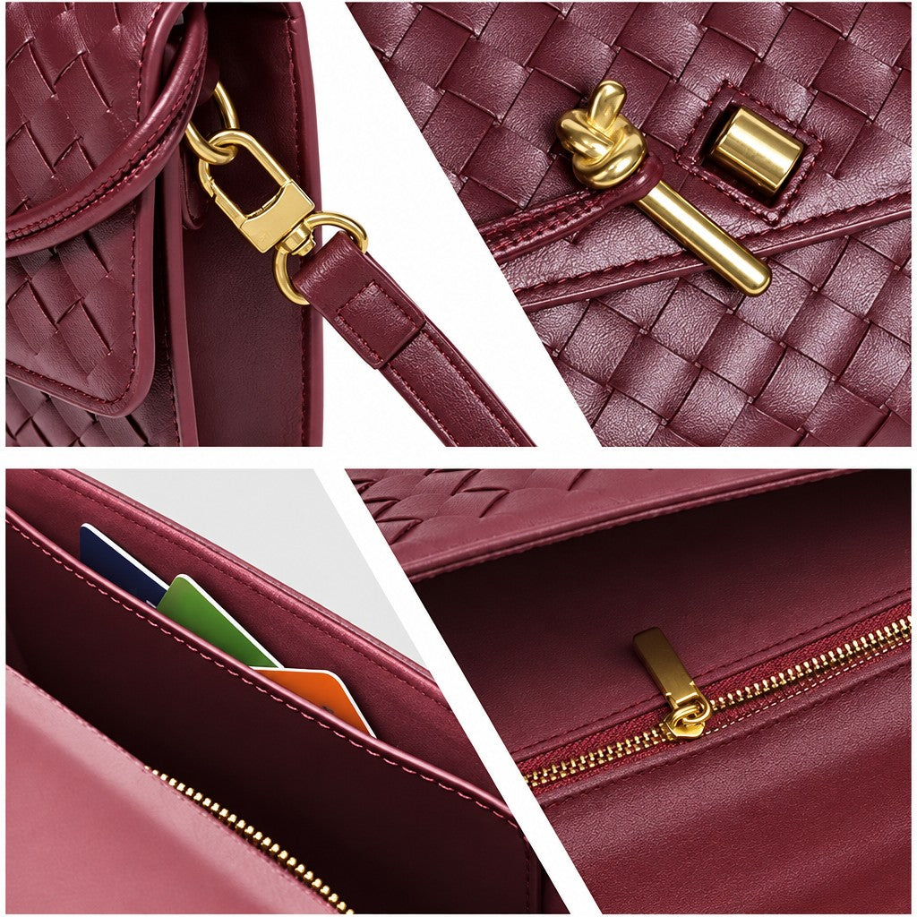 Elegant Woven Leather Evening Clutch
