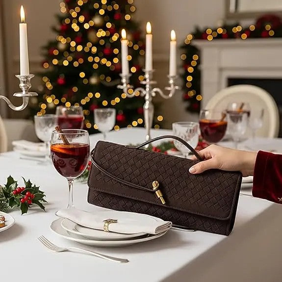 Elegant Woven Leather Evening Clutch