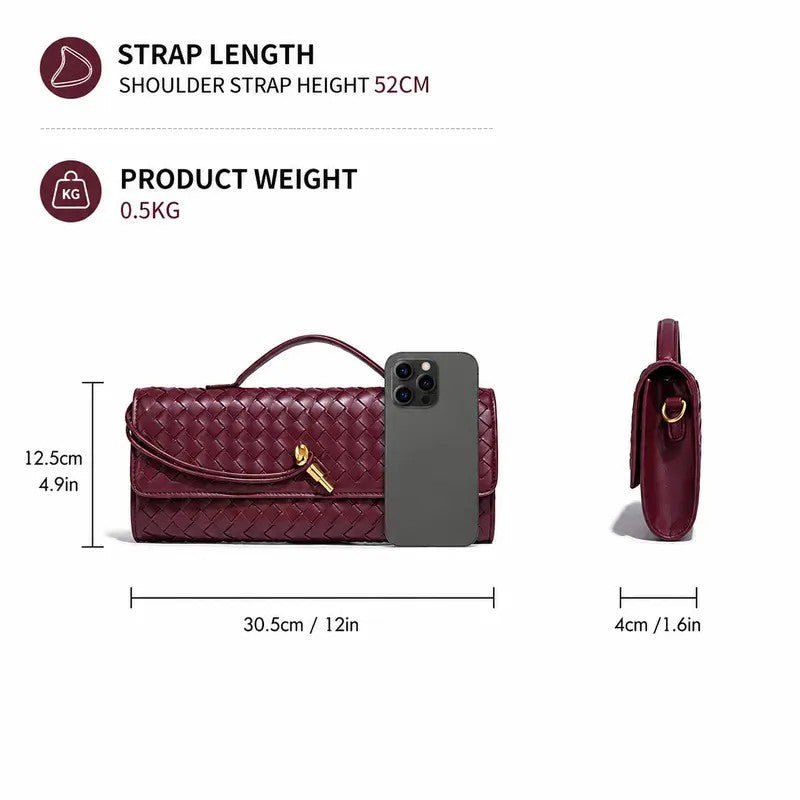Elegant Woven Leather Evening Clutch