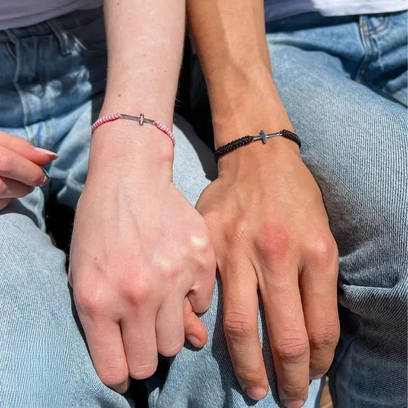 2pc Romantic Woven Cross Bracelet Set
