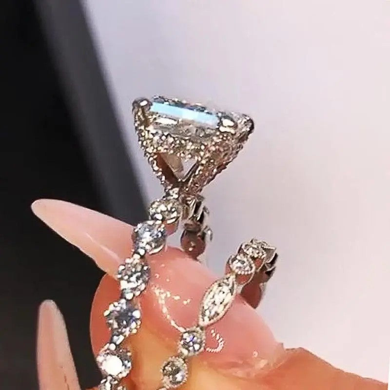 Elegant Square Cut Bridal Ring Set