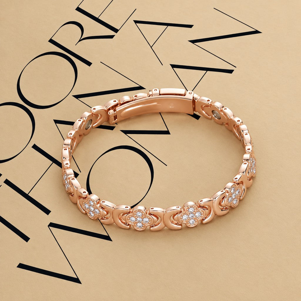 Elegant Floral Clover Magnetic Bracelet