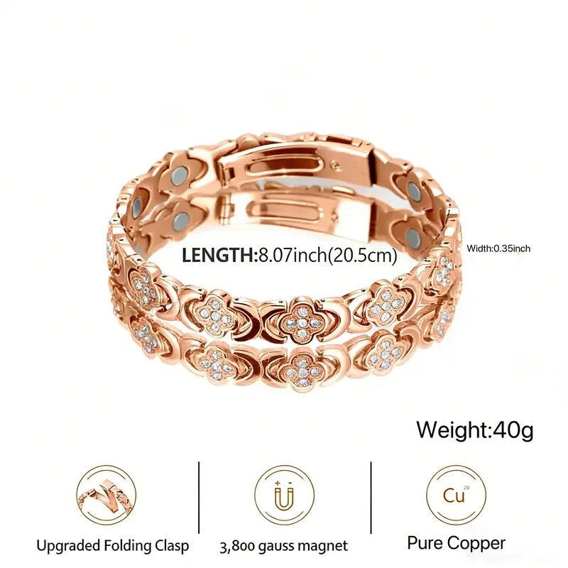 Elegant Floral Clover Magnetic Bracelet