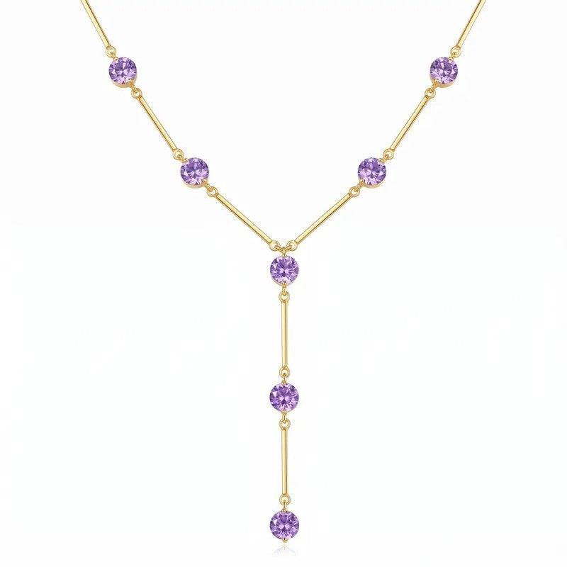 Elegant Purple Zircon Y-Necklace
