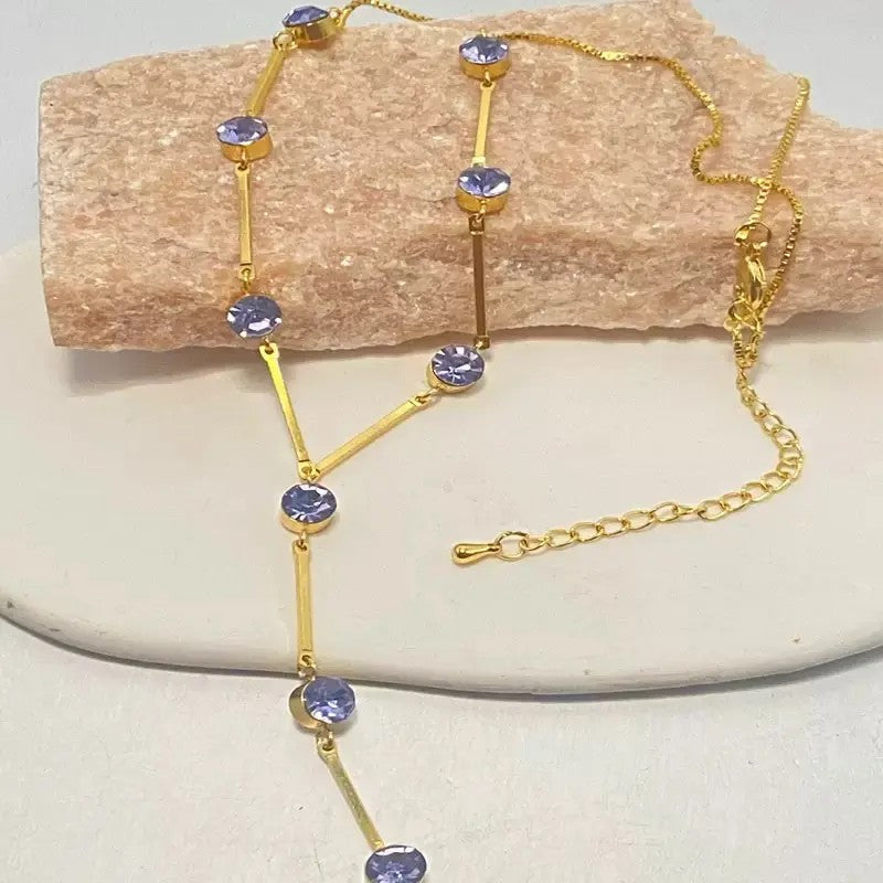 Elegant Purple Zircon Y-Necklace