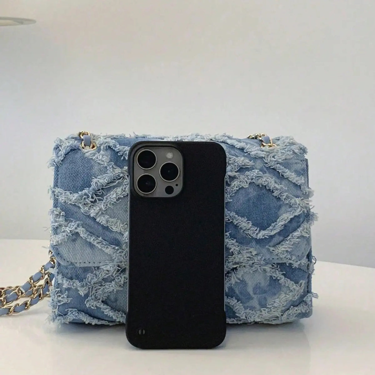 Chic Denim Chain Crossbody Bag