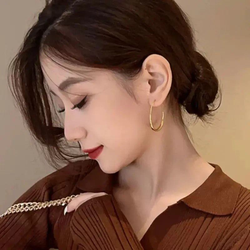 Classy Minimalist Teardrop Open Hoop Earrings