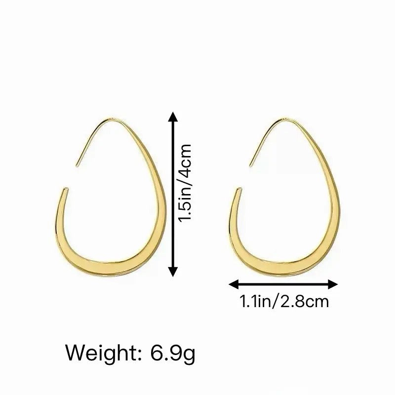 Classy Minimalist Teardrop Open Hoop Earrings