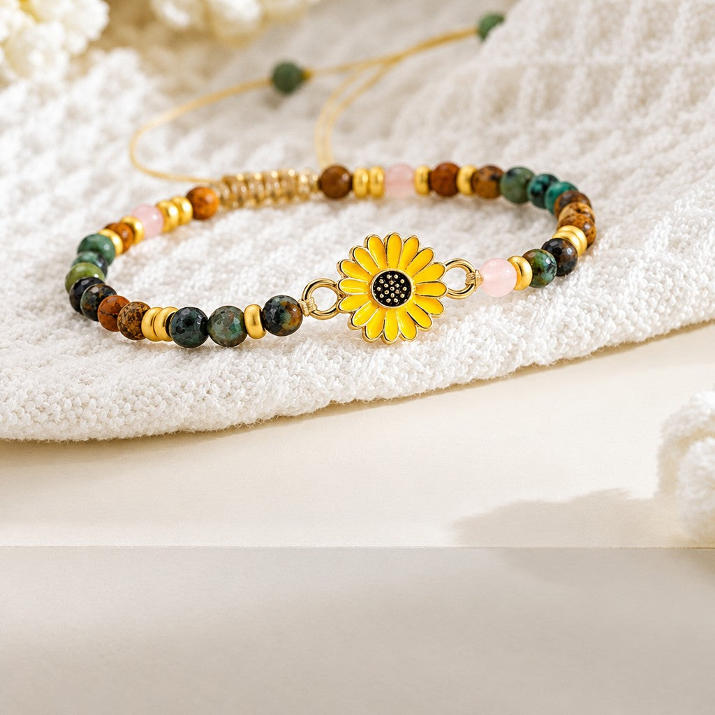 Boho Sunflower Bead Bracelet