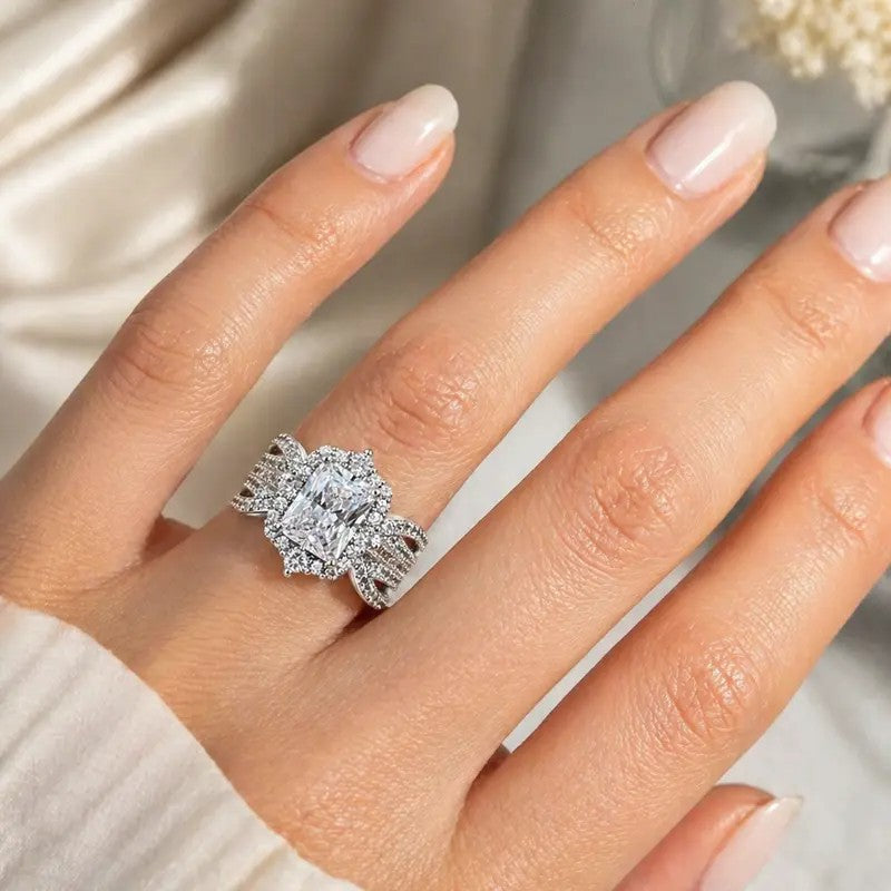 Classy Radiant Cut Split Shank Ring