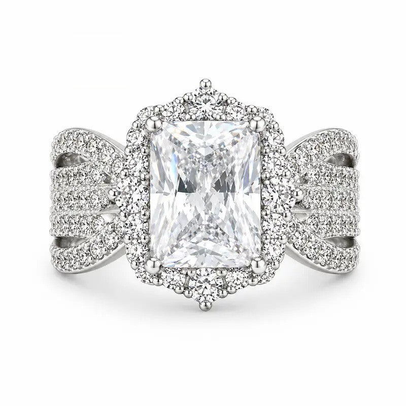 Classy Radiant Cut Split Shank Ring