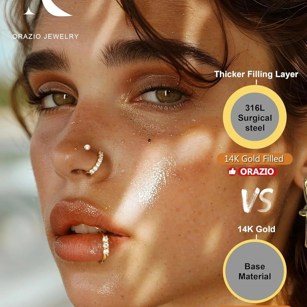 16pc Dainty Floral & Heart Nose Ring Set