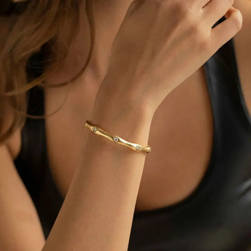 Dainty Matte Brushed Wave Bangle