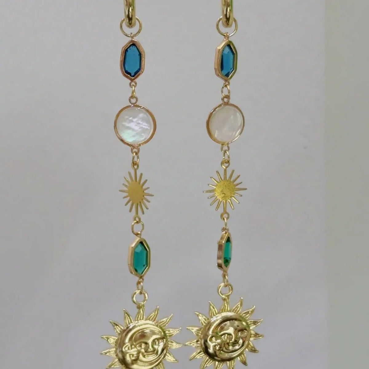 Elegant Sun Moon Dangle Earrings