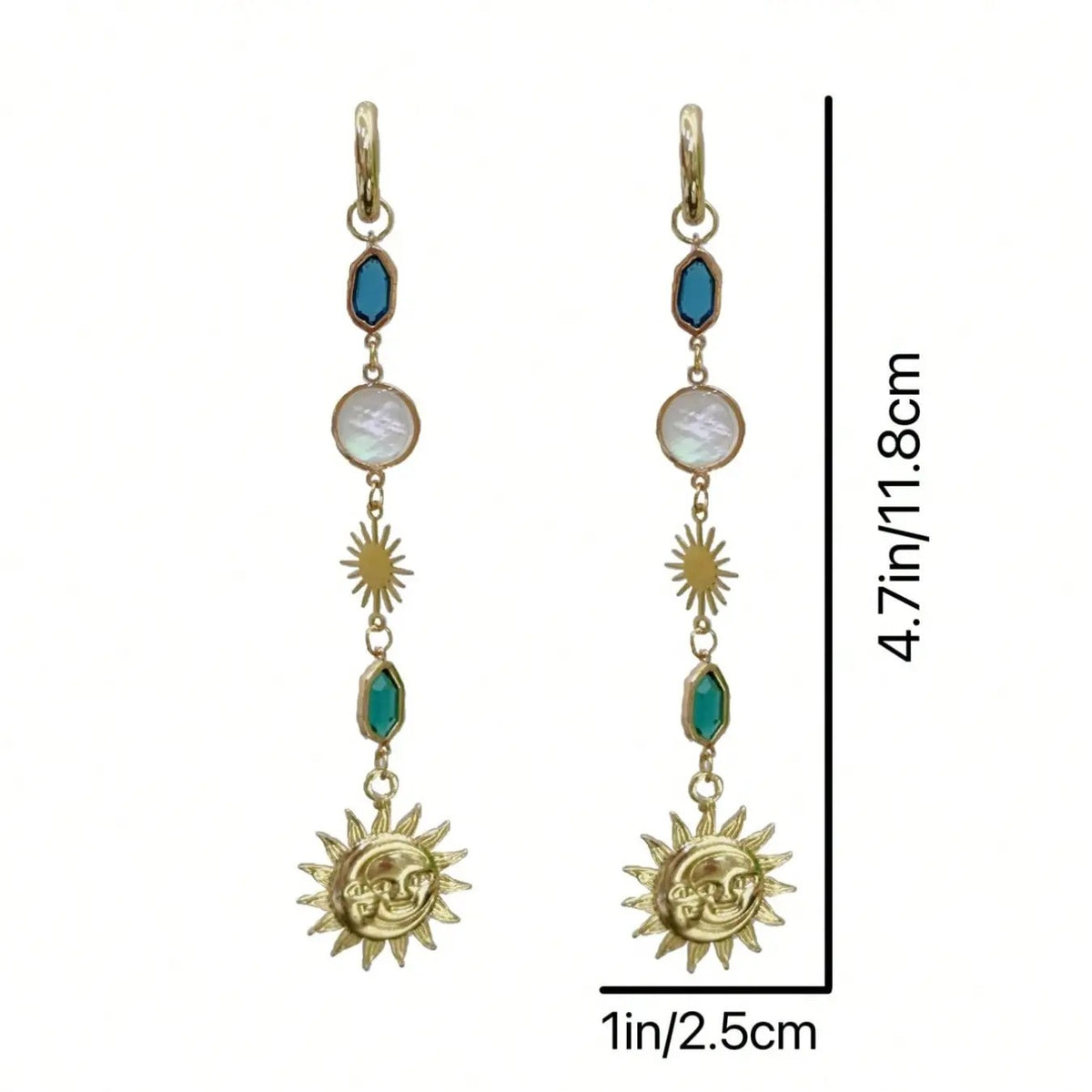 Elegant Sun Moon Dangle Earrings