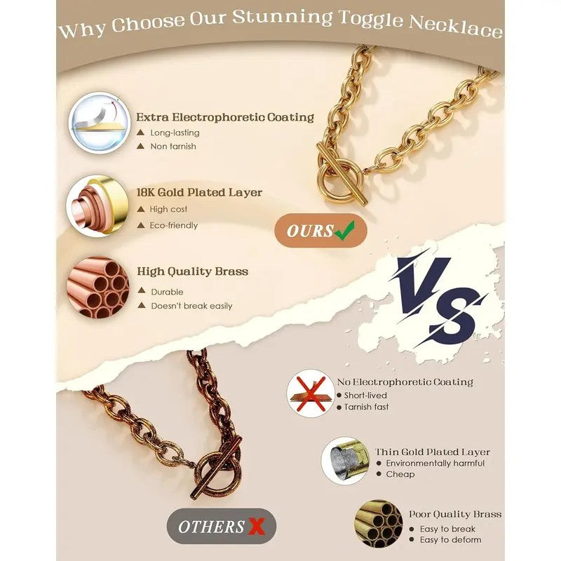 Classy Chunky Paperclip Toggle Necklace