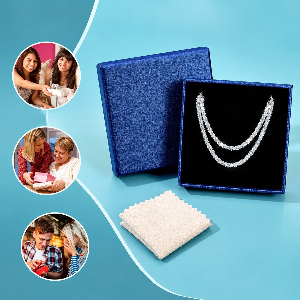 2pc Dainty Layered Zircon Necklace Set