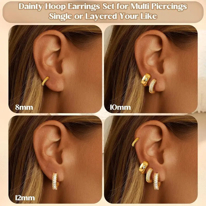 4pc Classy Mixed Texture Huggie Earring Set
