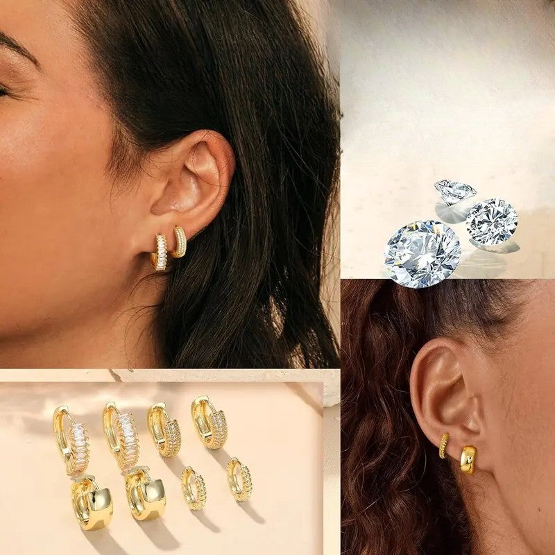 4pc Classy Mixed Texture Huggie Earring Set