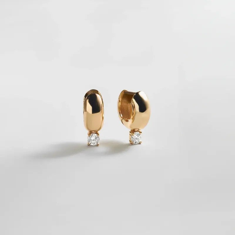 Classy Round Stone Huggie Earrings