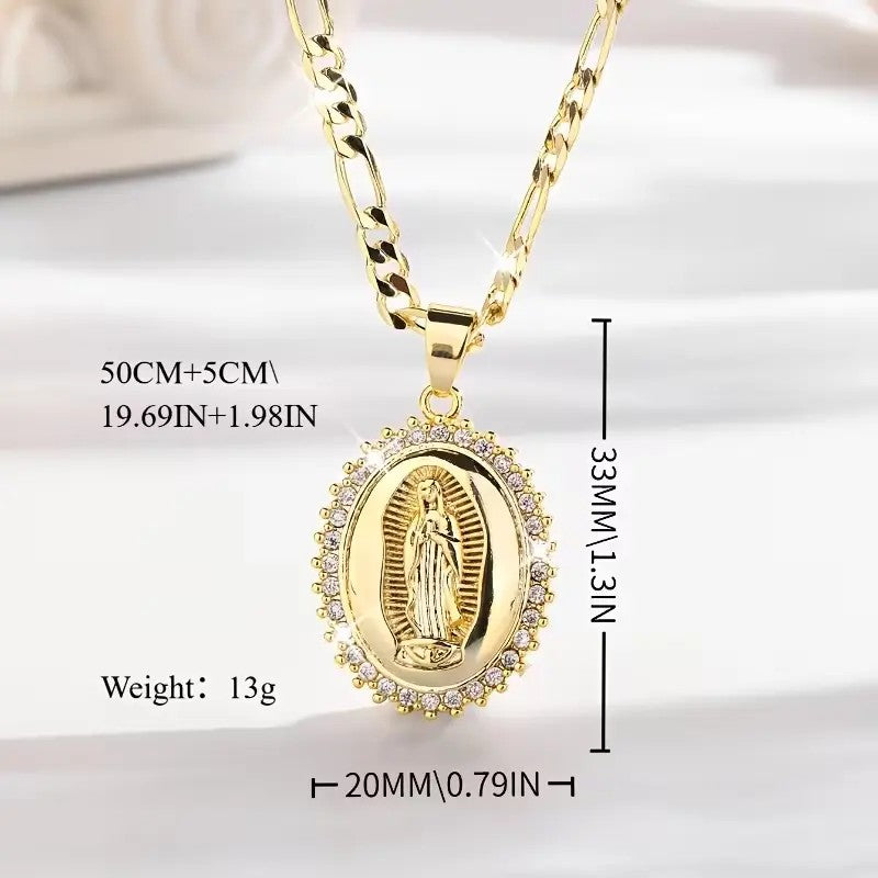 14k Elegant Virgin Mary Pendant Necklace