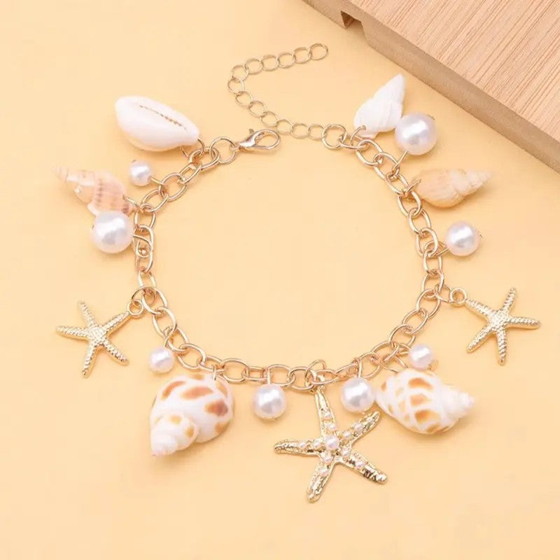 Boho Mixed Shell & Starfish Charm Bracelet