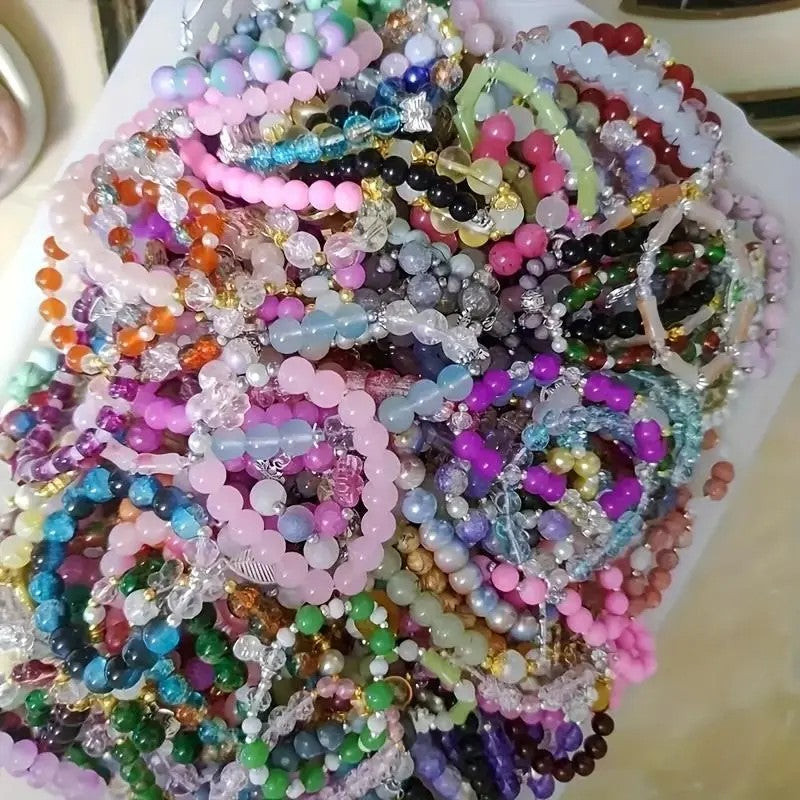 35pc Boho Multicolor Glass Bead Bracelet Set