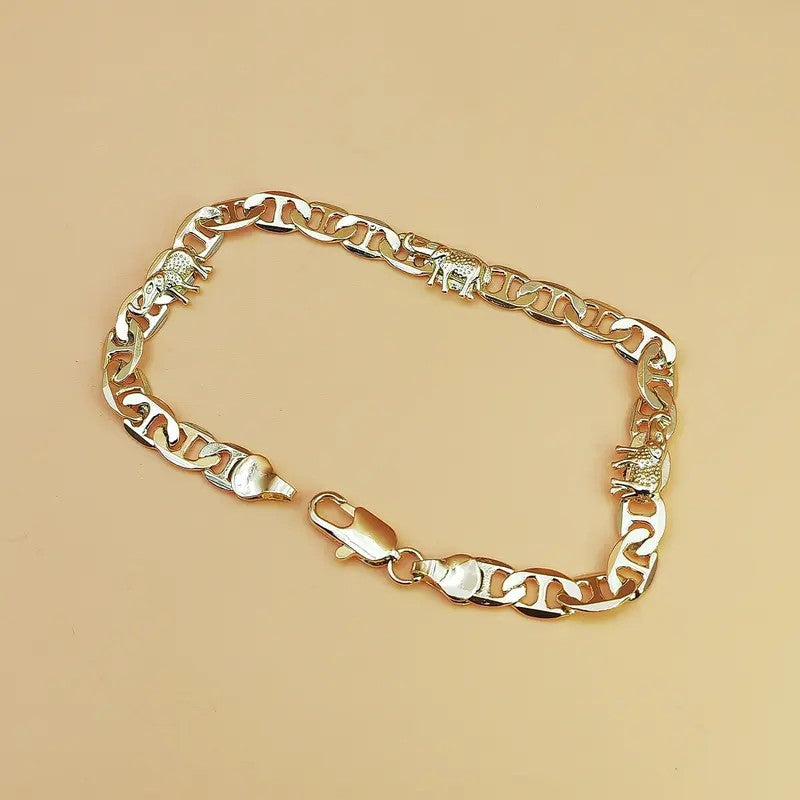 18k Retro Elephant Chain Link Bracelet