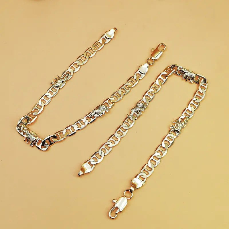 18k Retro Elephant Chain Link Bracelet
