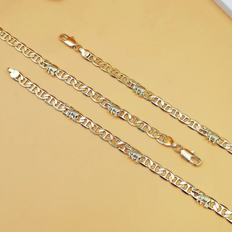 18k Retro Elephant Chain Link Bracelet